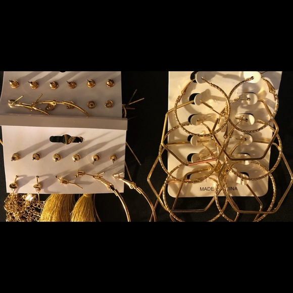 New 18 pair golden fashion earrings - Picture 5 of 5